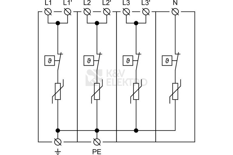 Obrázek produktu Svodič přepětí SPD typ 1+2+3 HLSA25-275/4+0 5