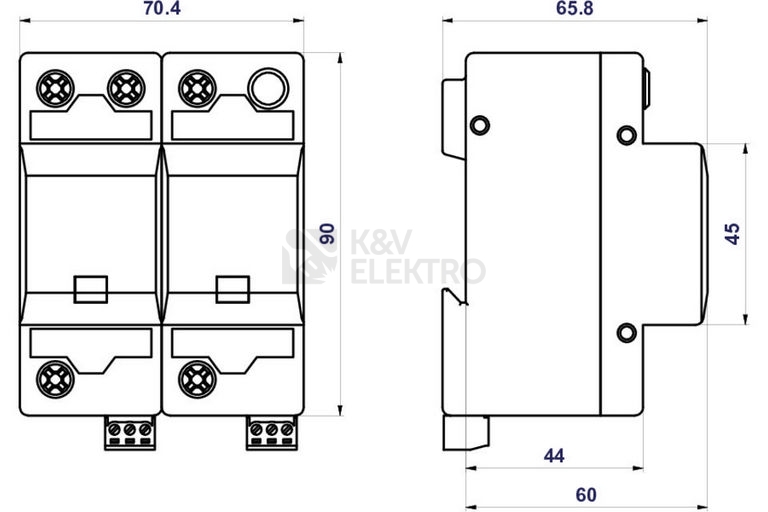 Obrázek produktu Svodič přepětí SPD typ 1+2+3 HLSA25-275/2+0 S 1