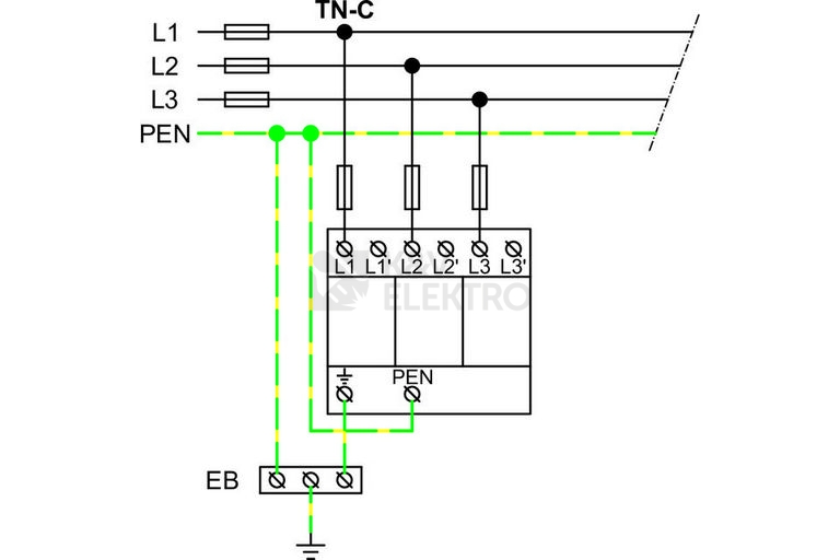 Obrázek produktu Svodič přepětí SPD typ 1+2+3 HLSA25-275/3+0 S 2