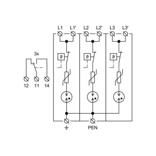 Svodič přepětí SPD typ 1+2+3 HLSA25G-255/3+0 S (obrázek 6)