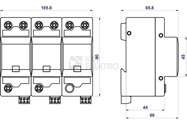 Obrázek produktu Svodič přepětí SPD typ 1+2+3 HLSA25G-255/3+0 S 1