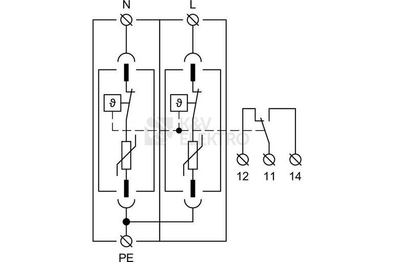 Obrázek produktu Svodič přepětí SPD typ 1+2 PIVM12,5-275 DS/2+0 Vseries 3