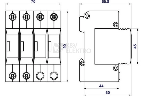 Obrázek produktu Svodič přepětí SPD typ 2+3 HSA-275/4+0 M 1
