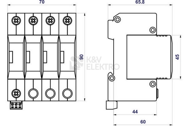 Obrázek produktu Svodič přepětí SPD typ 2+3 HSA-275/3+1 M S 1