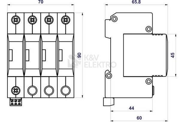 Obrázek produktu Svodič přepětí SPD typ 2+3 HSA-275/3+1 M S 1