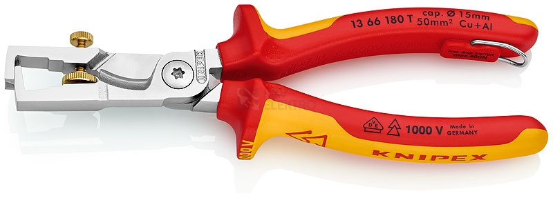 Obrázek produktu Odizolovací kleště s kabelovými nůžkami Knipex StriX 13 66 180 T 180mm VDE 1000V s připevňovacím okem 0