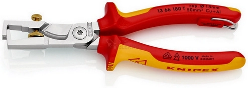 Obrázek produktu Odizolovací kleště s kabelovými nůžkami Knipex StriX 13 66 180 T 180mm VDE 1000V s připevňovacím okem 0
