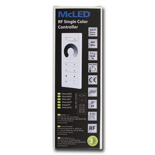 RF dálkové ovládání stmívač McLED pro jednobarevné LED pásky sada ovladač+přijímač ML-910.509.22.1 (obrázek 4)