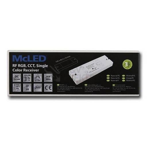 Obrázek produktu RF dálkové ovládání stmívač McLED pro jednobarevné LED pásky sada ovladač+přijímač ML-910.509.22.1 4