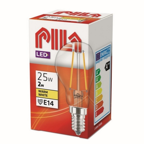LED žárovka E14 PILA Classic Filament P45 2W (25W) teplá bílá (2700K)