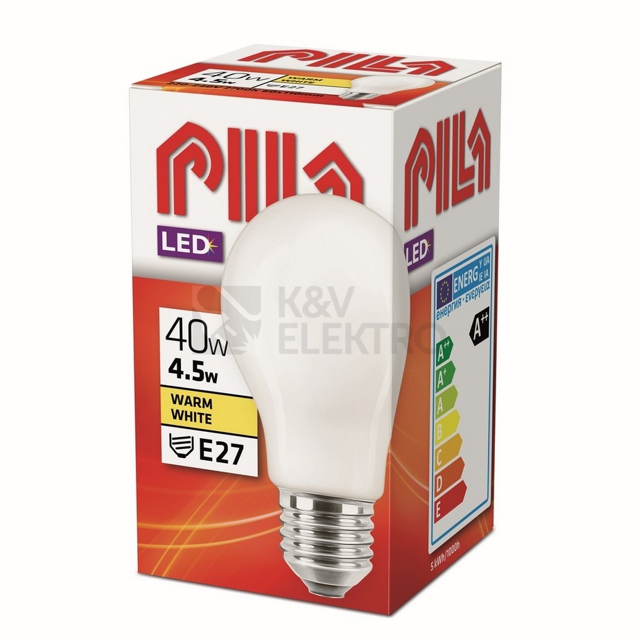Obrázek produktu LED žárovka E27 PILA A60 FR 4,5W (40W) teplá bílá (2700K) 1