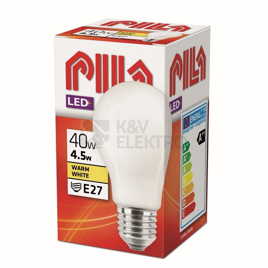 Obrázek produktu LED žárovka E27 PILA A60 FR 4,5W (40W) teplá bílá (2700K) 2