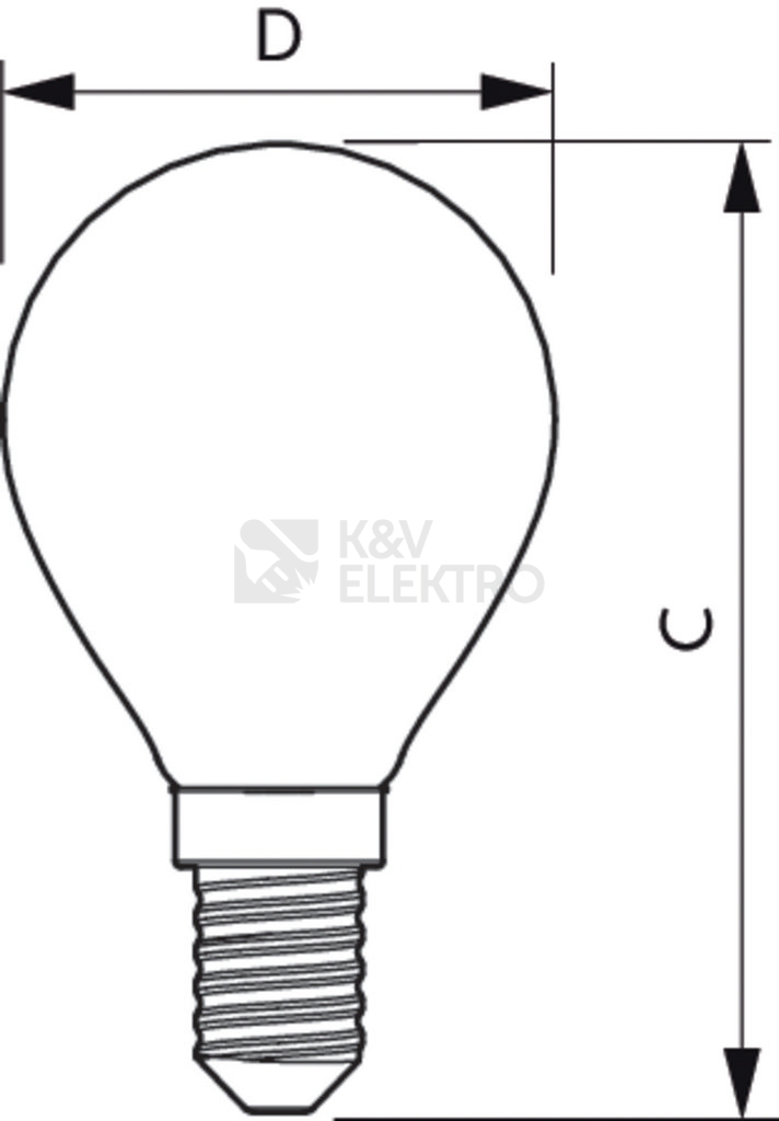 Obrázek produktu  LED žárovka E14 PILA Classic Filament P45 4,3W (40W) teplá bílá (2700K) 2
