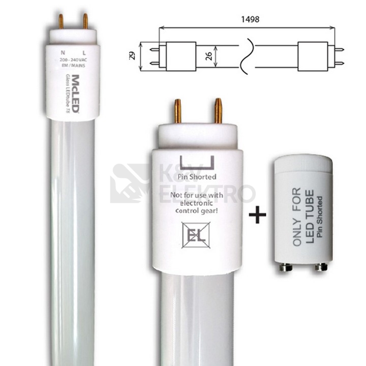 Obrázek produktu LED trubice zářivka McLED GLASS LEDTUBE 150cm 23W (58W) T8 G13 neutrální bílá ML-331.048.89.0 EM/230V 12