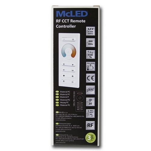 RF dálkový ovladač McLED pro řízení jasu CCT sada ovladač + přijímač ML-910.524.22.1