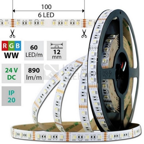 LED pásek McLED 24V RGB + teplá bílá š=12mm IP20 19,2W/m 60LED/m SMD5050 ML-128.635.60.2