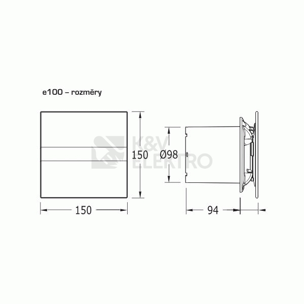 Obrázek produktu  Axiální ventilátor do koupelny CATA e100 GB se skleněným panelem 2