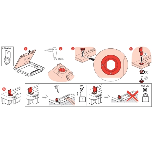 Zámek s klíčem pro plastové podlahové kryty Legrand 088098