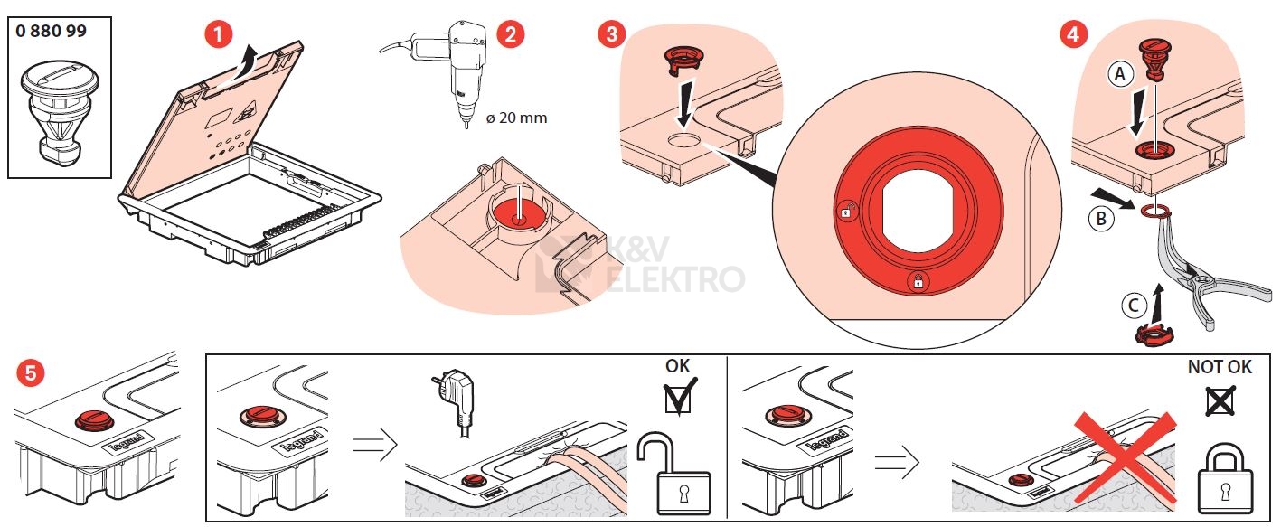 Obrázek produktu Zámek na šroubovák pro plastové podlahové kryty Legrand 088099 1