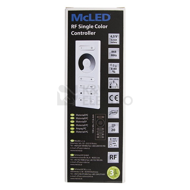 Obrázek produktu  RF dálkové ovládání McLED pro jednobarevné LED pásky ML-910.509.22.0 1