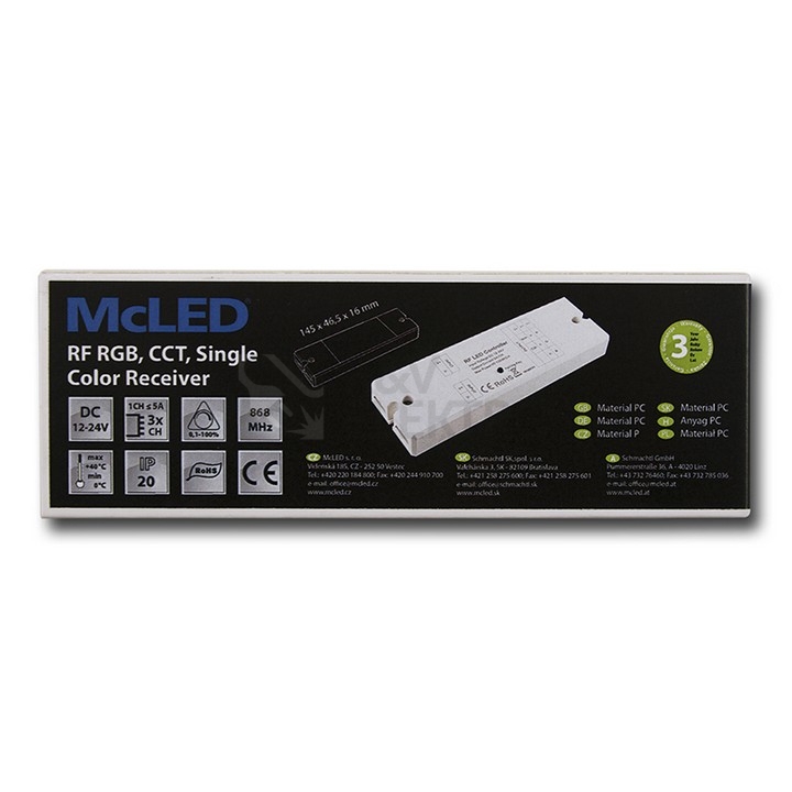 Obrázek produktu  Přijímač pro RF ovladače RGB CCT DIM McLED ML-910.047.22.0 1