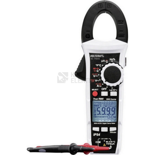 Klešťový ampérmetr / multimetr s ochranou proti stříkající vodě (IP54) VOLTCRAFT VC-750 E 1500205