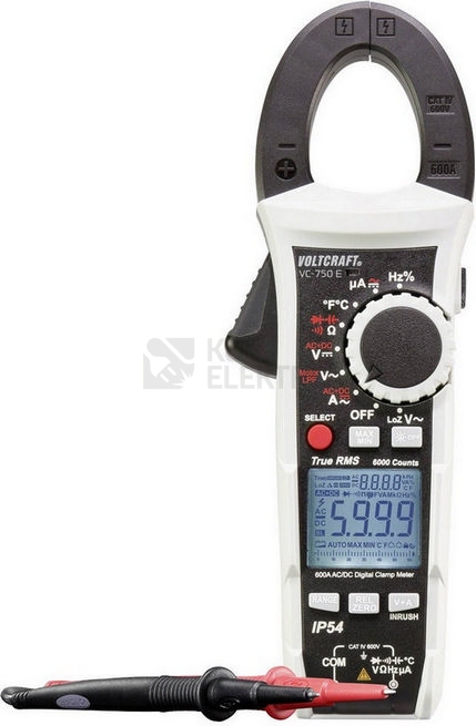 Obrázek produktu Klešťový ampérmetr / multimetr s ochranou proti stříkající vodě (IP54) VOLTCRAFT VC-750 E 1500205 6