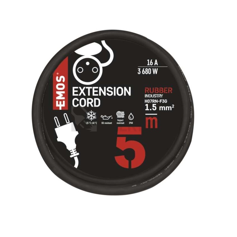 Obrázek produktu Gumový prodlužovací kabel EMOS 5m/1 zásuvka IP44 P01705 2