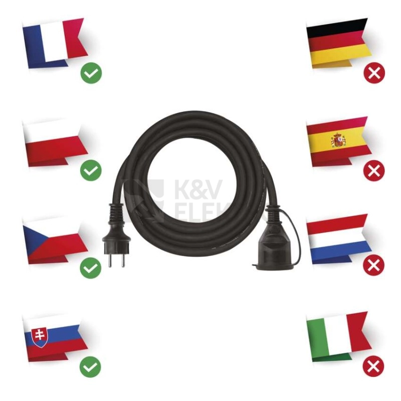 Obrázek produktu Gumový prodlužovací kabel EMOS 5m/1 zásuvka IP44 P01705 6