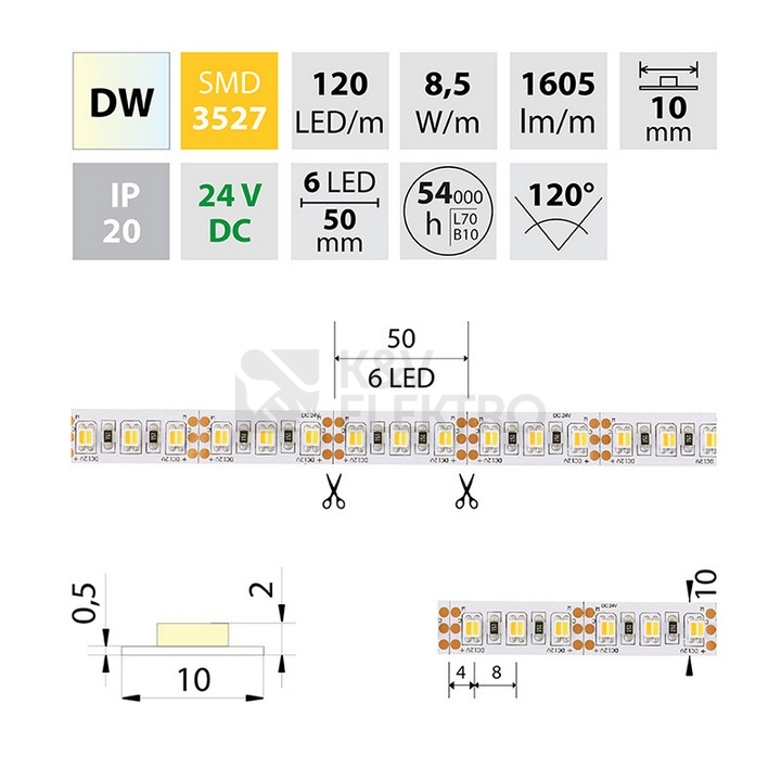 Obrázek produktu CCT LED pásek McLED 24V teplá+studená bílá š=10mm IP20 19,2W/m 120LED/m SMD3527 ML-127.632.60.2 4