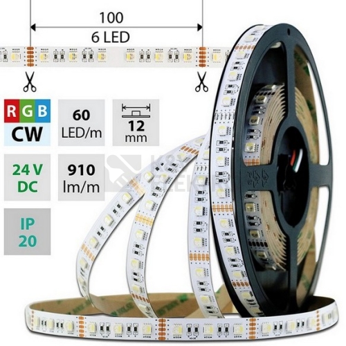 LED pásek McLED 24V RGB + studená bílá š=12mm IP20 19,2W/m 60LED/m SMD5050 ML-128.634.60.2