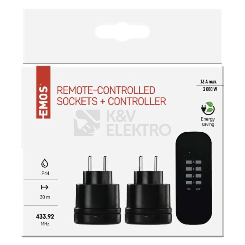 Obrázek produktu Dálkově ovládané zásuvky IP44 černé EMOS P0067 1905110001 10