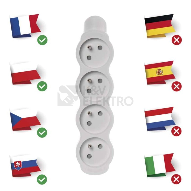 Obrázek produktu Čtyřzásuvka EMOS P0400N bílá 1903040002 2