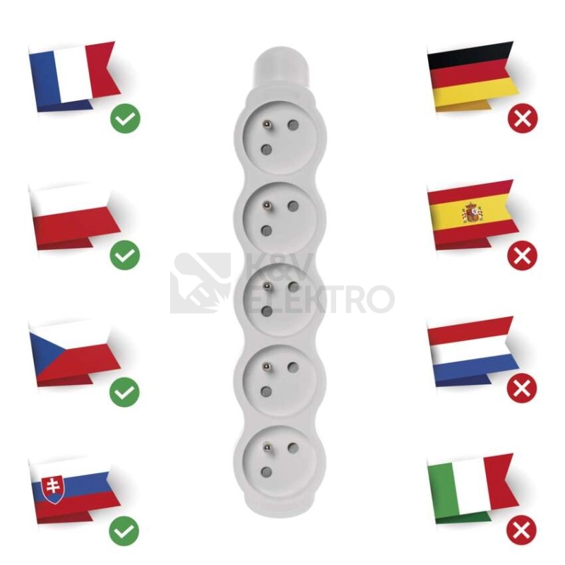Obrázek produktu Pětizásuvka EMOS P0500N bílá 1903050001 2