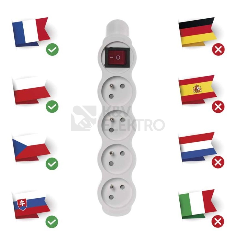 Obrázek produktu Čtyřzásuvka EMOS P1400N s vypínačem bílá 1903140001 2