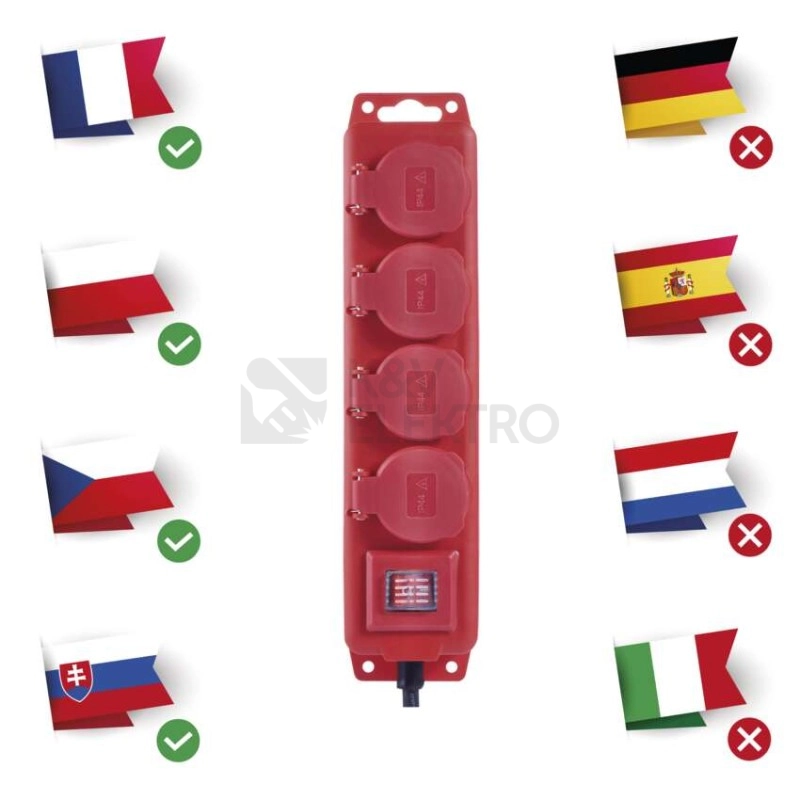 Obrázek produktu Gumový prodlužovací kabel EMOS 5M/4 zásuvky IP44 s vypínačem P14151 2