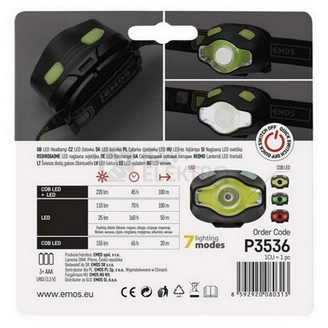 Obrázek produktu COB LED čelovka EMOS P3536 220lm 100m 3x AAA 1