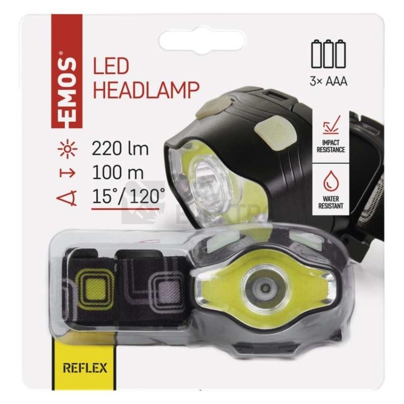 Obrázek produktu COB LED čelovka EMOS P3536 220lm 100m 3x AAA 12
