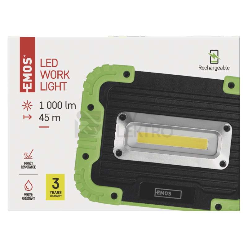 Obrázek produktu Pracovní nabíjecí LED svítidlo EMOS P4533 10W 1000lm Li-Ion 4400mAh 9