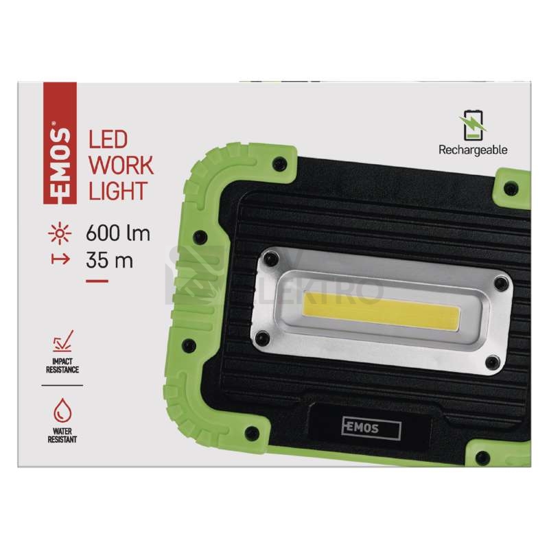 Obrázek produktu Pracovní nabíjecí LED svítidlo EMOS P4534 5W 600lm Li-Ion 3000mAh 8