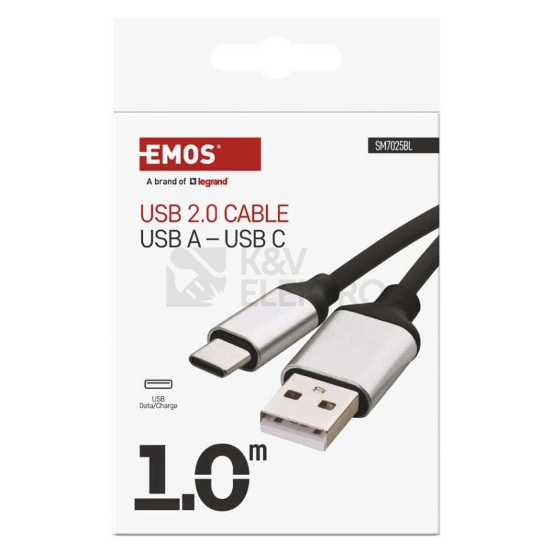 Obrázek produktu Kabel USB-C EMOS SM7025BL 2.0 A/M - C/M 1m černý 4