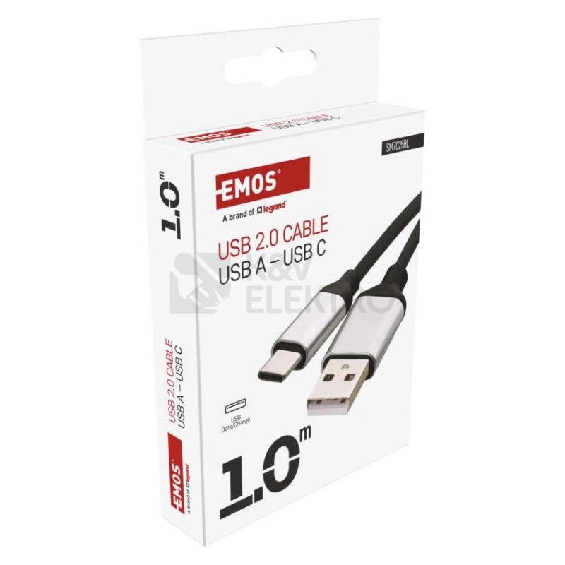 Obrázek produktu Kabel USB-C EMOS SM7025BL 2.0 A/M - C/M 1m černý 7