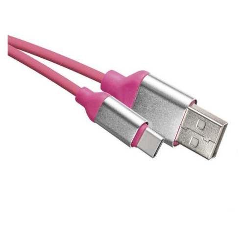 Levně Kabel USB-C EMOS SM7025P 2.0 A/M - C/M 1m růžový