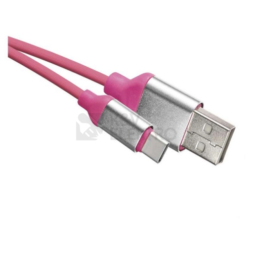  USB kabel EMOS SM7025P 2.0 A/M - C/M 1m růžový