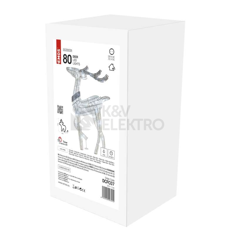 Obrázek produktu LED vánoční 3D sob EMOS DCFC07 ZY2240 76cm 230V vnitřní použití studená bílá s časovačem 4