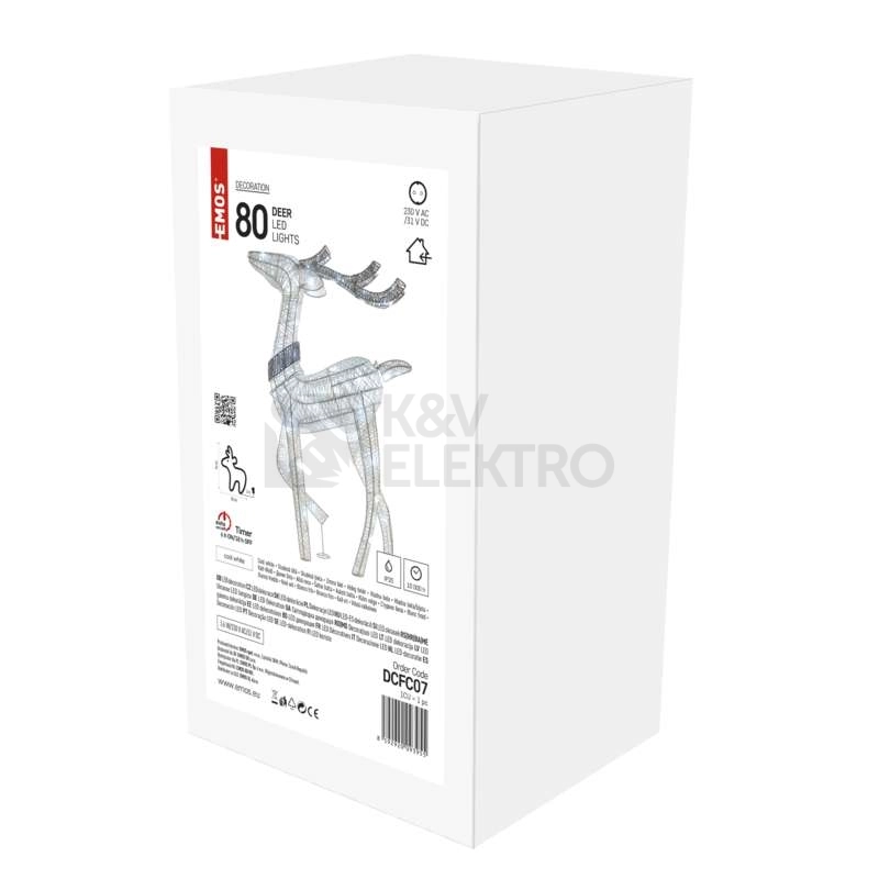 Obrázek produktu LED vánoční 3D sob EMOS DCFC07 ZY2240 76cm 230V vnitřní použití studená bílá s časovačem 4