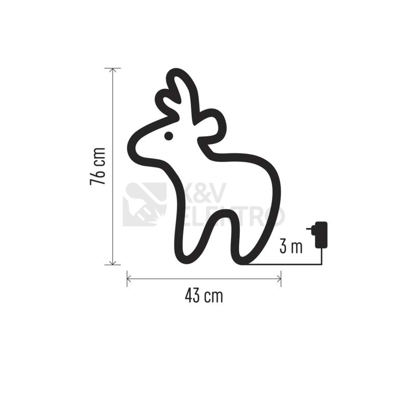 Obrázek produktu LED vánoční 3D sob EMOS DCFC07 ZY2240 76cm 230V vnitřní použití studená bílá s časovačem 5