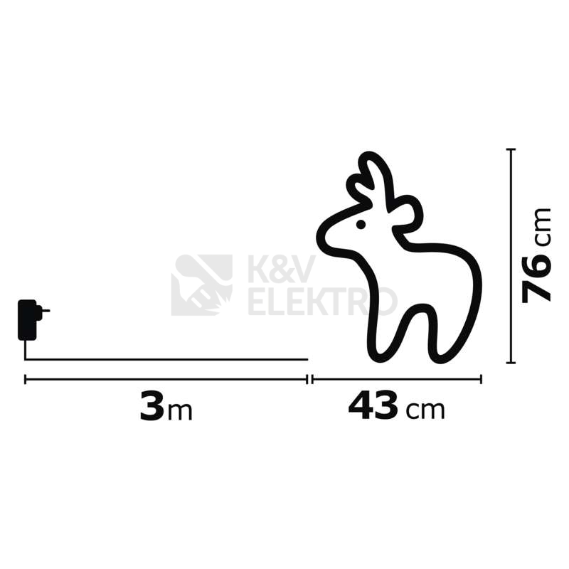 Obrázek produktu LED vánoční 3D sob EMOS DCFC07 ZY2240 76cm 230V vnitřní použití studená bílá s časovačem 9