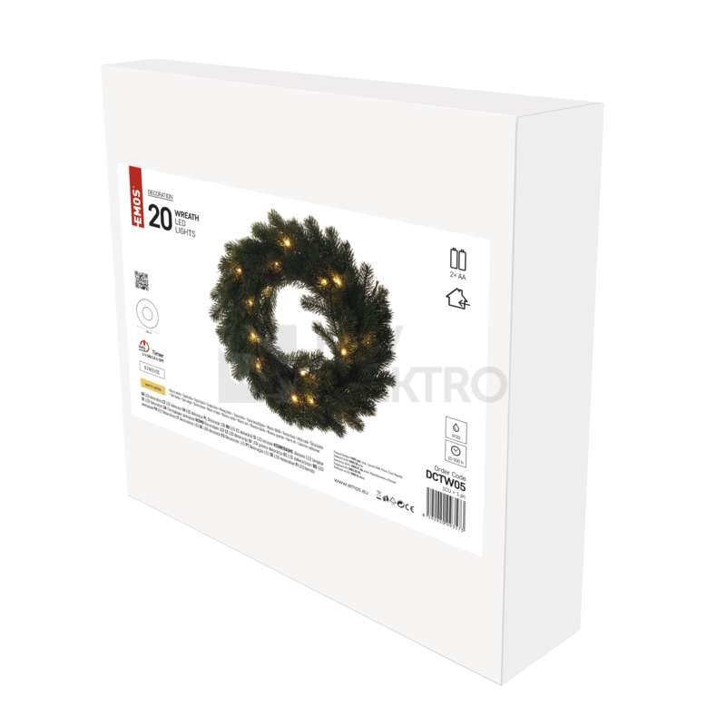 Obrázek produktu LED vánoční věnec EMOS DCTW05 ZY2244 2xAA vnitřní použití teplá bílá 7