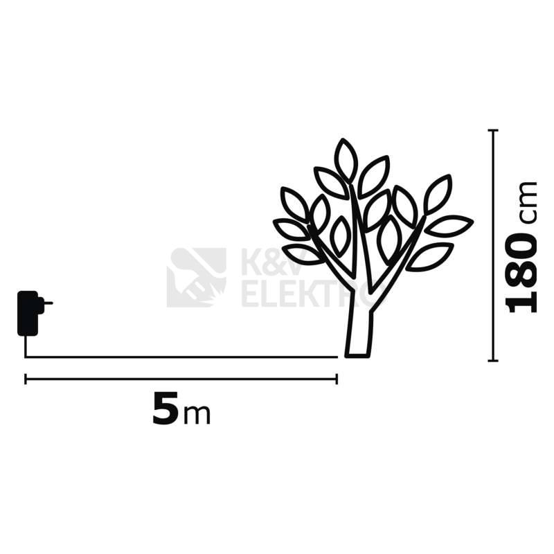 Obrázek produktu LED vánoční stromek 180cm venkovní EMOS DCTW11 ZY2255 230V teplá bílá s časovačem 1